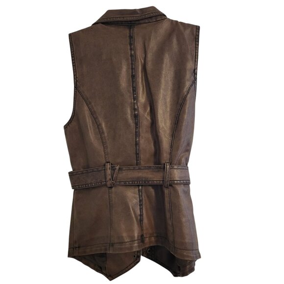 LAST KISS | Brown Wood Vintage Vest Jacket - Picture 4 of 10